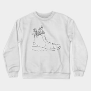 Hiking Boot with Flowers Crewneck Sweatshirt